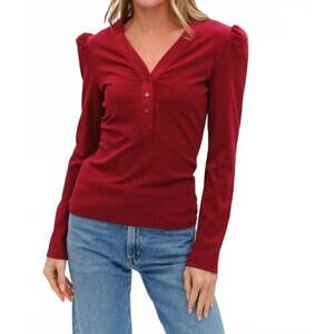 NEW SIX/FIFTY long sleeve ribbed top in burgandy
